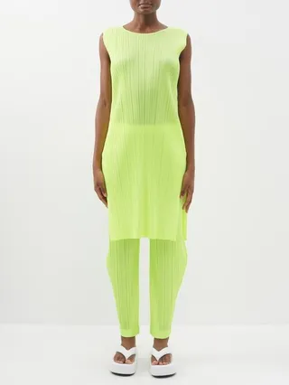 Technical-pleated Tunic Top
