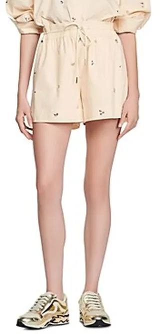 Sandro Andalousie Rhinestone Embellished Drawstring Shorts