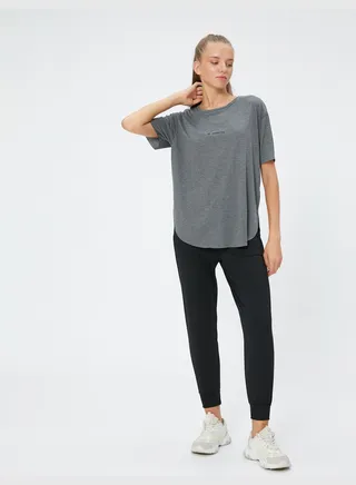 Slogan Printed Short Sleeve Crew Neck Sport T-Shirt