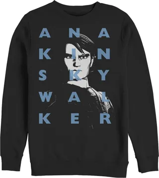 Men's Star Wars: The Clone Wars Anakin Skywalker Text Overlay Sweatshirt - Black - Large