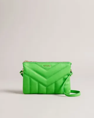Quilted Puffer Crossbody Bag in Green