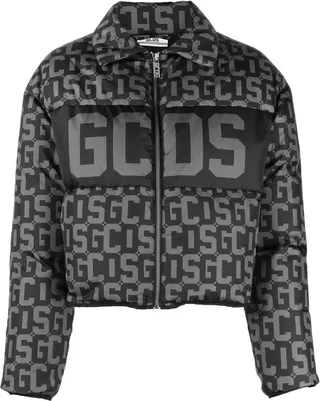 Monogram-Print Cropped Puffer Jacket