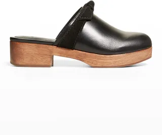 Clarita Leather Knot Mule Clogs
