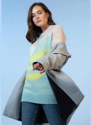 Woman Regular Fit Crew Neck Long Sleeve Tricot Tunic