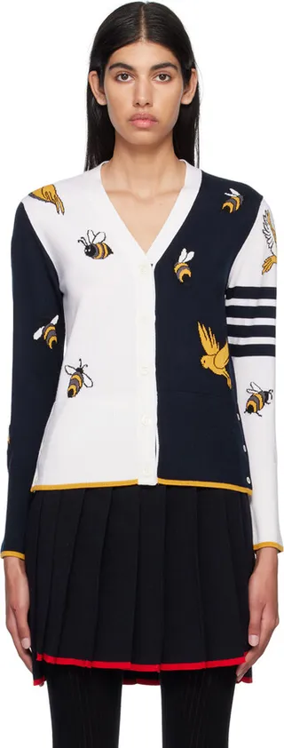 Thom Browne Navy & White Fun-Mix Cardigan