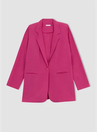 Woman Regular Fit Crew Neck Blazer