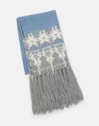 Responsible Cashmere Mohair Wool Hand Knit Fair Isle Fringed Scarf