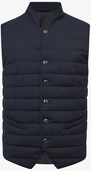 ens Navy Parma Funnel-neck Quilted Woven Gilet
