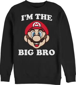Men's Nintendo Mario Big Brother Sweatshirt - Black - Small