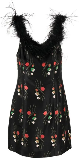 Lena feather-trim minidress