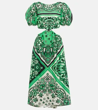 Printed cotton midi dress