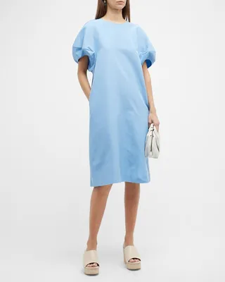 Puff-Sleeve Shift Dress