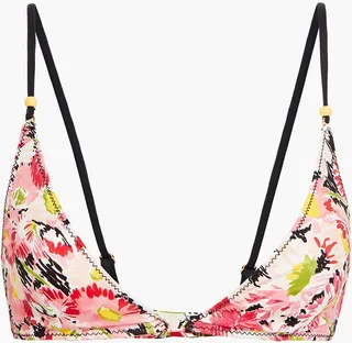 Linda floral-print triangle bikini top