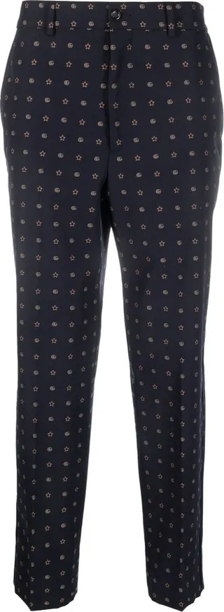 Monogram Polka-Dot Straight Trousers