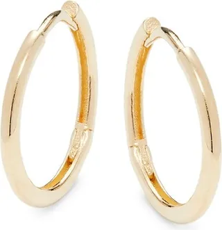 14K Yellow Gold Tube Huggie Hoop Earrings