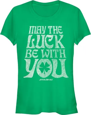 Junior's Star Wars May the Luck Be With You T-Shirt - Kelly Green - Large