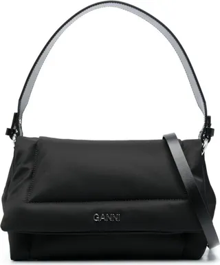Black Pillow Flap Tote Bag In Polyammide Woman