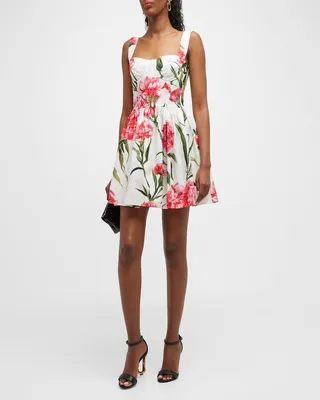 Floral Print Sweetheart Mini Dress