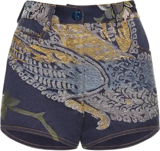Embroidered denim mini shorts