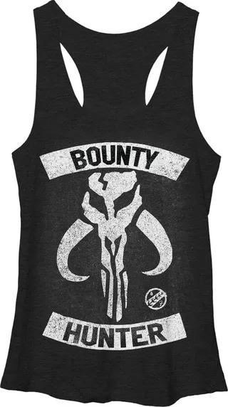 Women's Star Wars Mythosaur Mandalorian Bounty Hunter Racerback Tank Top - Black Heather - X Large
