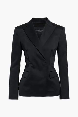 Double-breasted satin-twill blazer