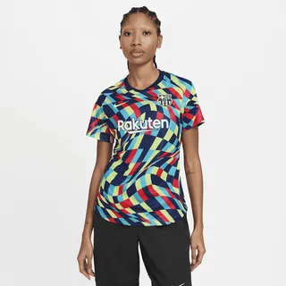 Women's Nike FC Barcelona Pre-Match Short-Sleeve Soccer Top in Blue