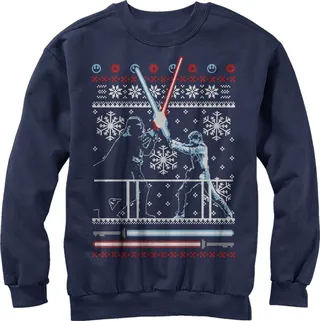 Men's Star Wars Ugly Christmas Duel Sweatshirt - Navy Blue - Large