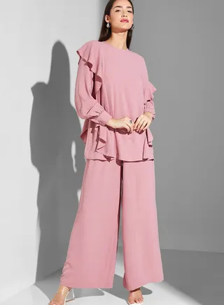 Waterfall Trim Top & Pants Set