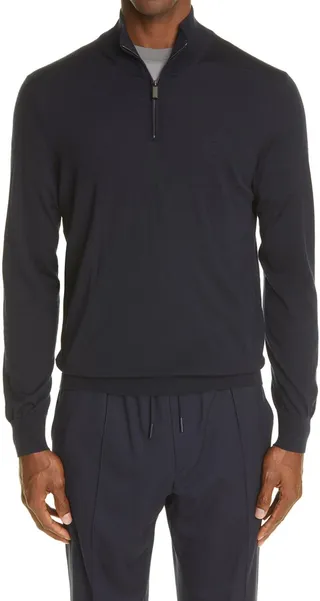 High Performance Quarter Zip Wool Sweater