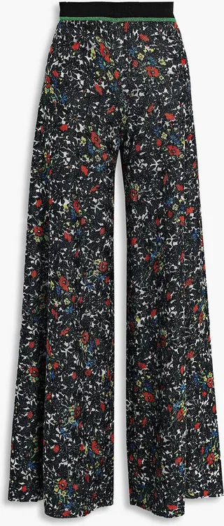 Metallic crochet-knit wide-leg pants