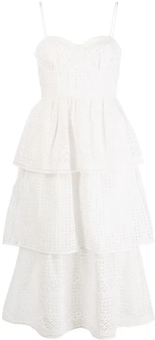 Broderie Anglaise Tiered Midi Dress