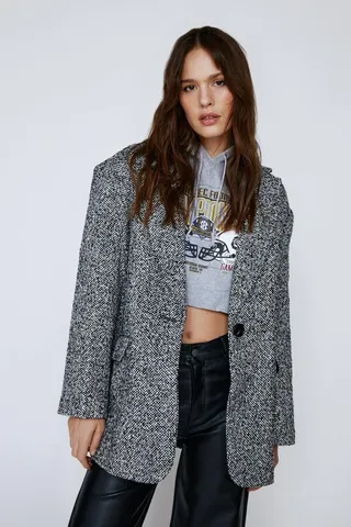 Nasty Gal Womens Oversized Wool Look Marl Coat