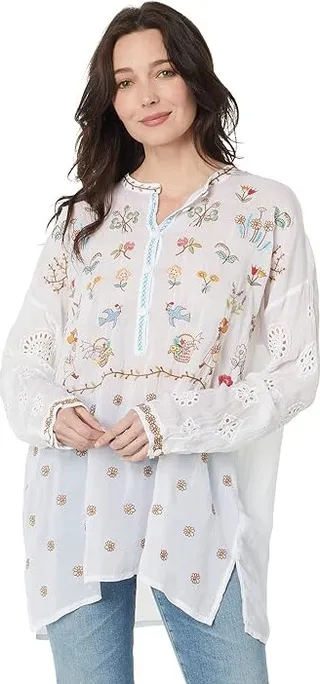 Johnny Was Sami Tunic (White) Women's Clothing
