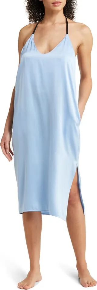 Halter Neck Washable Silk Nightgown