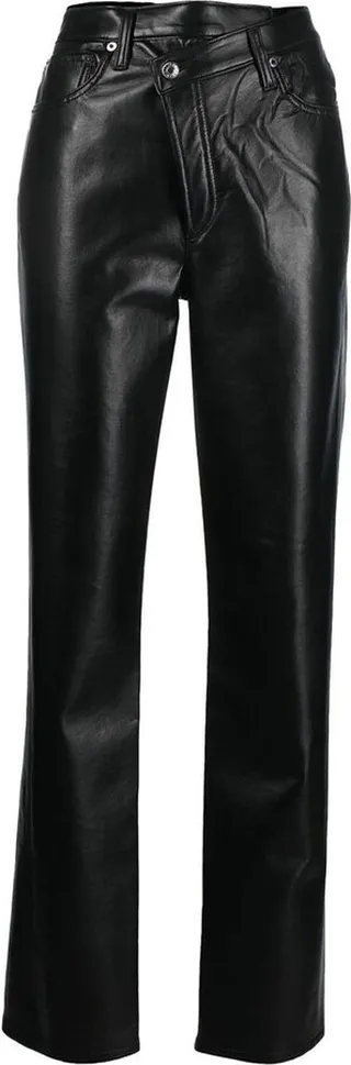 Asymmetric Recycled Leather-Blend Trousers