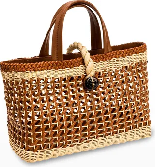 Delphine Large Woven Shopping Tote Bag