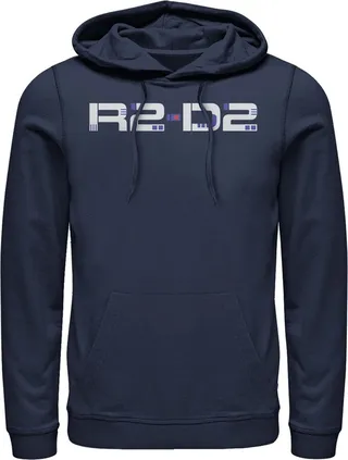 Men's Star Wars: The Rise of Skywalker R2-D2 Text Pull Over Hoodie - Navy Blue - X Large