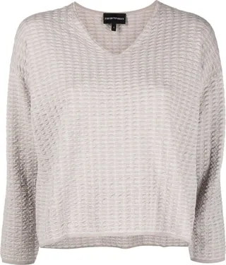 textured V-neck jumper