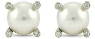 Mini Pearl Earrings With Diamonds
