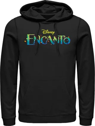 Men's Encanto Colorful Logo Pull Over Hoodie - Black - Medium