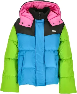 MSGM Logo Printed Zip-Up Puffer Jacket