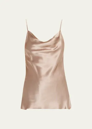 Key Essentials Silk Cowl-Neck Tank