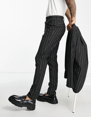 ASOS DESIGN skinny suit pants in black stripe