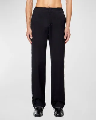 Men's P-Prom-Fringes Frayed Boucle Pants