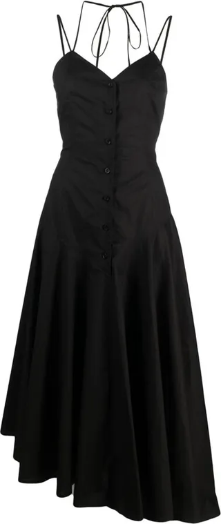 Pleated Cotton Midi Dress