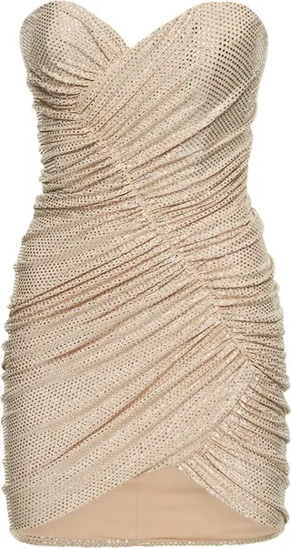 Embellished ruched mini dress