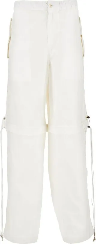 White Straight-Leg Cargo Trousers