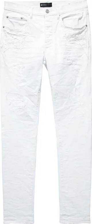 Quilted-Pockets Low-Rise Jeans