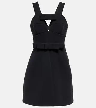 Wool-blend crepe minidress