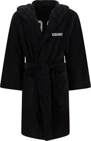 Cotton bathrobe with iconic embroidery on the back